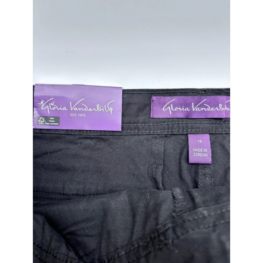 Gloria Vanderbilt Womens‎ Black Straight Leg Pants Size 16